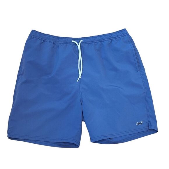 Vineyard Vines Men’s Blue Solid Chappy Swim Trunks Drawstring Waistband |  XL - Picture 1 of 9
